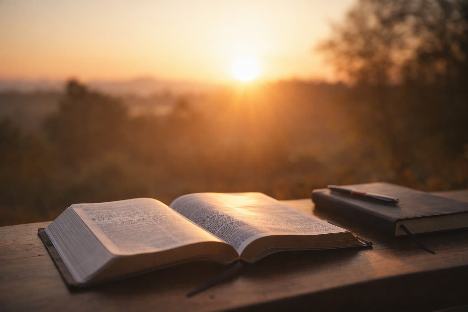 Open Bible at sunrise representing weekly devotional reflection